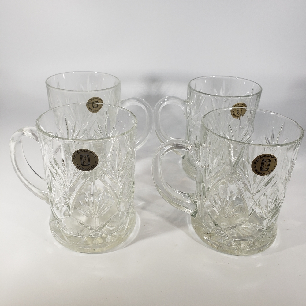 Paul Sebastian crystal Coffee Tea Mugs set of 4
